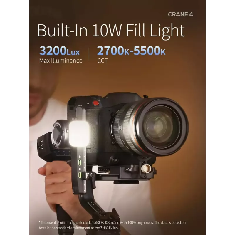 Gimbal Zhiyun Crane 4 3 ašių stabilizatorius su iki 10 valandų baterijos veikimo laiku