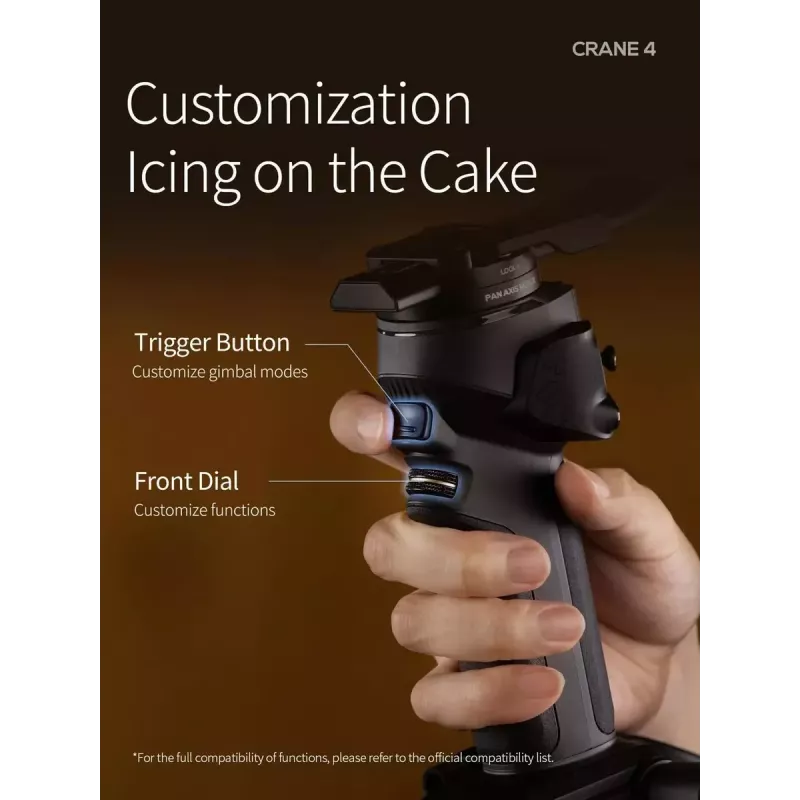 Gimbal Zhiyun Crane 4 3 ašių stabilizatorius su iki 10 valandų baterijos veikimo laiku
