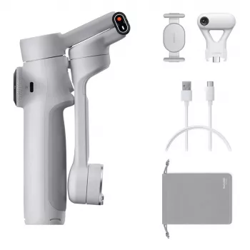 Gimbal Insta360 Flow 2 Standard Bundle — 3 ašių išmaniojo telefono stabilizatorius, sulankstomas, 1100 mAh baterija, Stone Gray