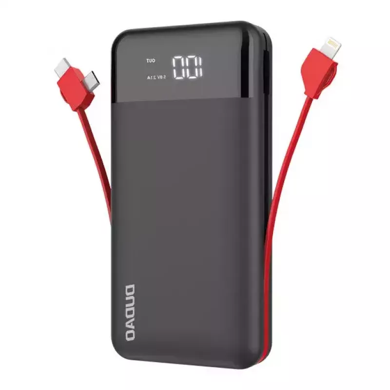Powerbank Dudao K1Pro 20000mAh 15W su 4 integruotais kabeliais, juodas