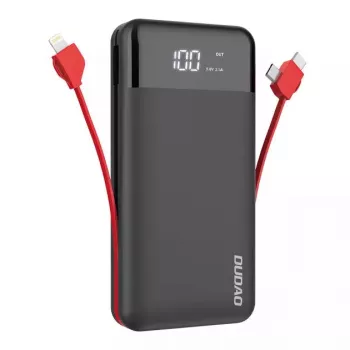 Powerbank Dudao K1Pro 20000mAh 15W su 4 integruotais kabeliais, juodas