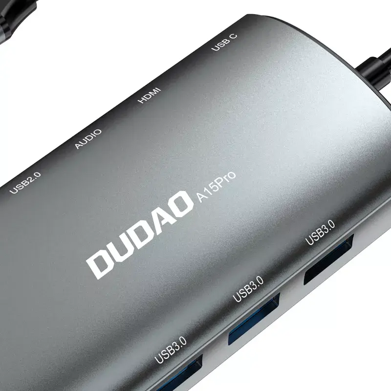 Laptop Dock DUDAO A15PRO 11-in-1 laidinis USB 3.2 Gen 1 Type-A Type-C pilka