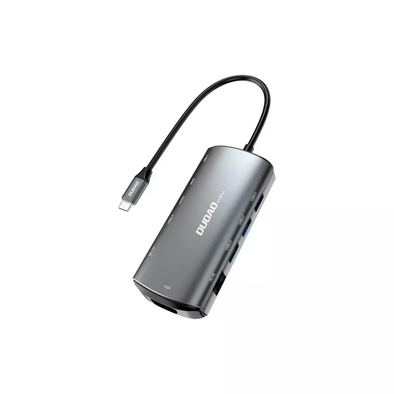 Laptop Dock DUDAO A15PRO 11-in-1 laidinis USB 3.2 Gen 1 Type-A Type-C pilka