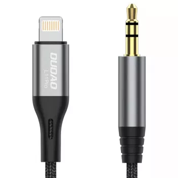 Garso kabelis DUDAO L11PRO Lightning – 3,5 mm mini jack, 1 m, pilkas
