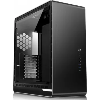 Jonsbo UMX6 Midi-Tower PC korpusas, grūdinto stiklo šoninis dangtelis, juodas