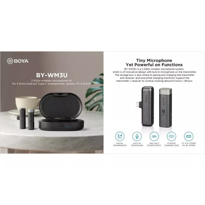 Belaidis mikrofonas telefonui BOYA BY-WM3U