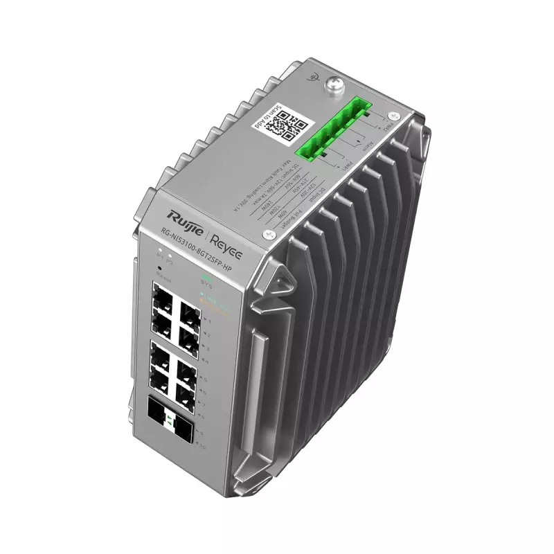 Valdomas L2 tinklo jungiklis Ruijie RG-NIS3100-8GT2SFP-HP — 8× Gigabit RJ-45, 2× SFP, PoE, 12–56 V DC, 20 Gbit/s, 8000 MAC, Pilka