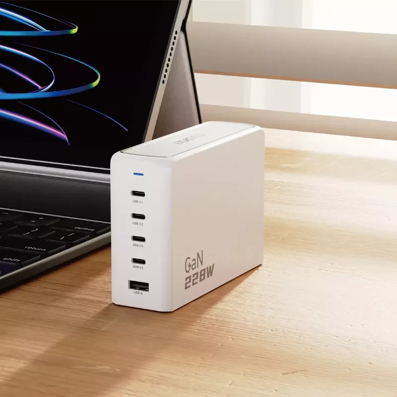 Įkroviklis DUDAO A228EU 228W GaN 4xUSB-C 1xUSB-A