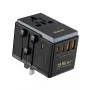 Keliaujantis adapteris Dudao A35Pro 35W su 3× USB-C ir 2× USB-A, kelių tipų kištukai EU/UK/AUS/US/JP — juodas