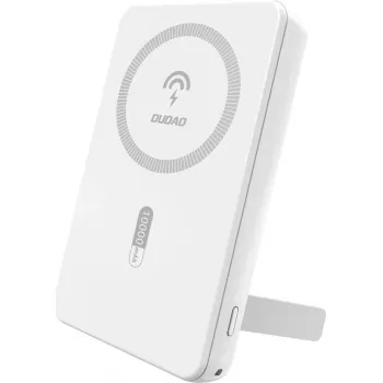Nešiojamas powerbankas Dudao K14S+ 10000 mAh 20W su USB-A, USB-C ir MagSafe, baltas