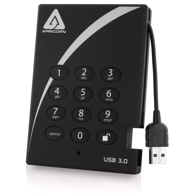 Išorinis kietasis diskas Apricorn 2TB USB 3.2 Gen 1 Aegis Padlock