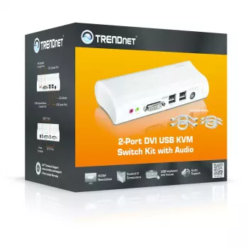 KVM jungiklis Trendnet TK-204UK 2 prievadų DVI USB su garsu