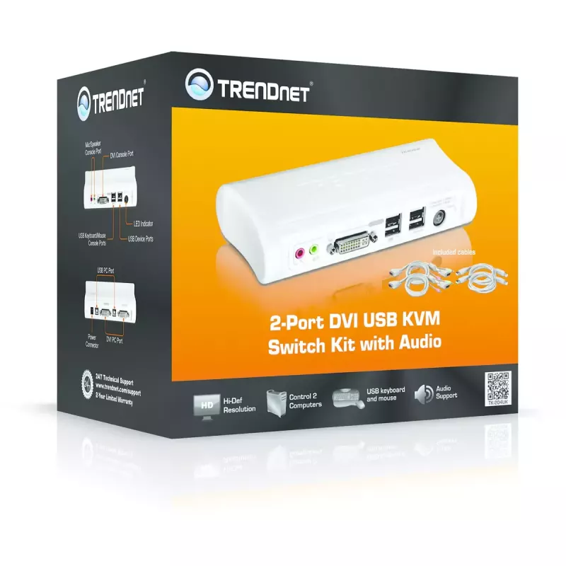 KVM jungiklis Trendnet TK-204UK 2 prievadų DVI USB su garsu