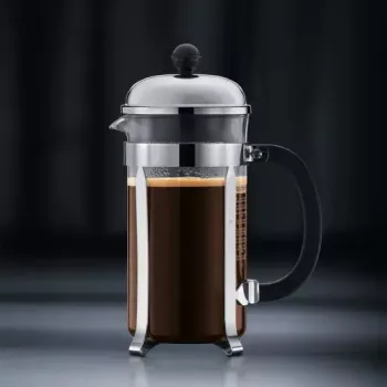 Prancūziškas presas BODUM Chambord 8 puodelių, juodas rėmas su chromu ir stiklinė kolba