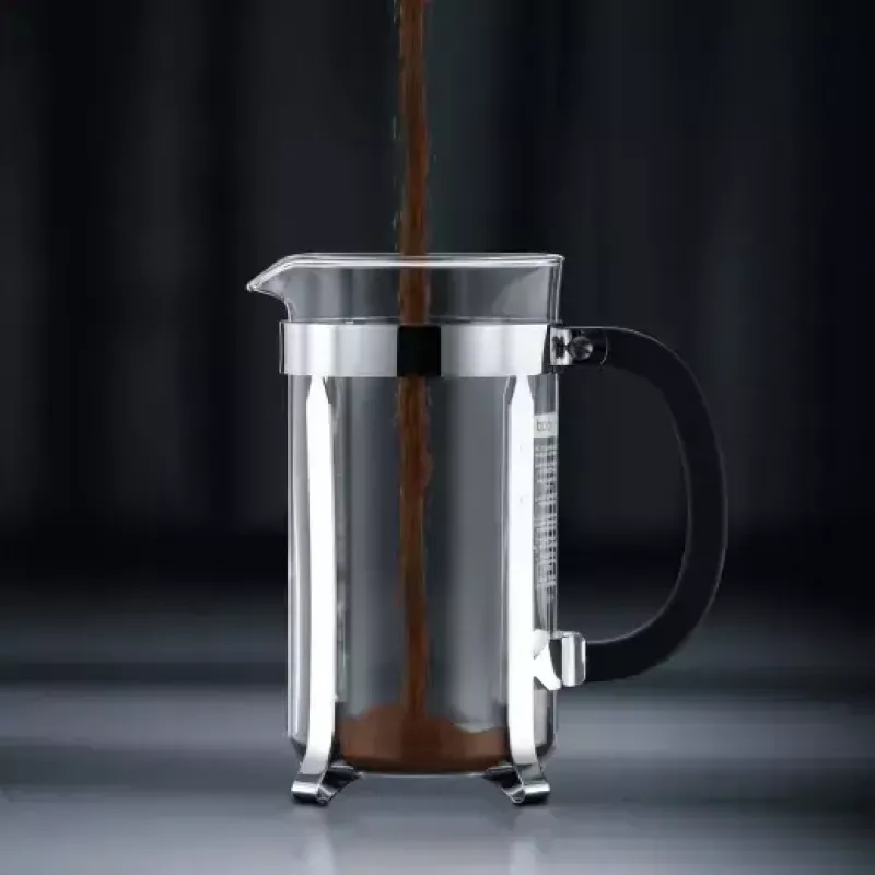 Prancūziškas presas BODUM Chambord 8 puodelių, juodas rėmas su chromu ir stiklinė kolba