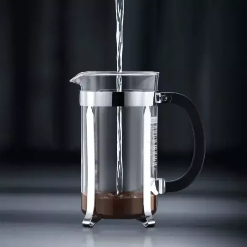 Prancūziškas presas BODUM Chambord 8 puodelių, juodas rėmas su chromu ir stiklinė kolba
