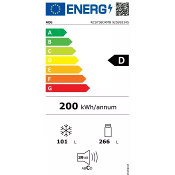 Šaldytuvas AEG RCS736DXMB 367 L juodas