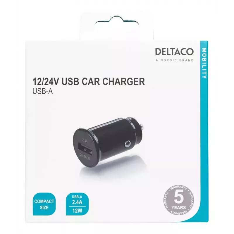 Automobilinis kroviklis Deltaco USB-CAR123 Universalus Juodas