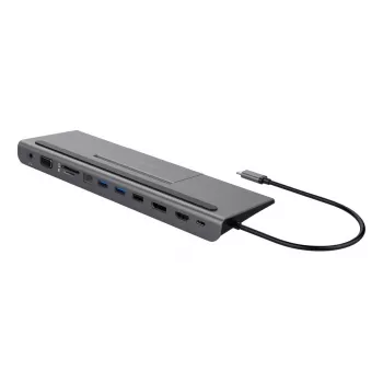 Dėklas nešiojamam kompiuteriui Deltaco USBC-DOCK2, laidinis, USB 3.2 Gen 1 Type-C, pilkas