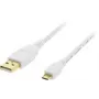 USB kabelis Deltaco MICRO-100, 1 m, USB A – Micro-USB B, USB 2.0, auksuoti kontaktai, baltas