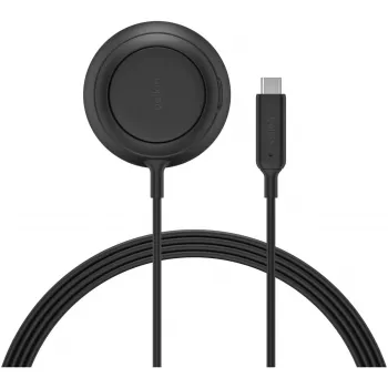 Belaidžio įkrovimo padėklas Belkin UltraCharge 25W Qi2 su integruota atrama, baltas