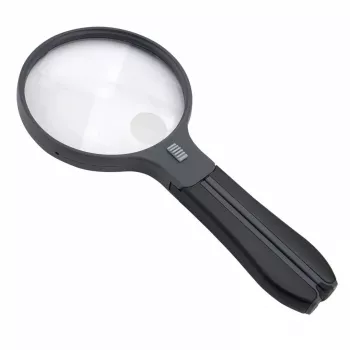 Didinamasis stiklas Carson Split Handle HF-11 — 3,5× rankinis didintuvas, juodas/skaidrus, AAA baterija