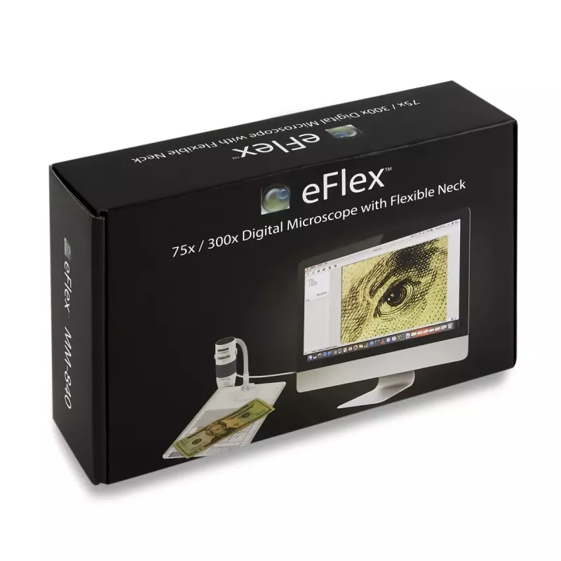 Skaitmeninis mikroskopas Carson EFLEX 300x, 75–300x didinimas, 1600×1200 kamera, pilkai balta