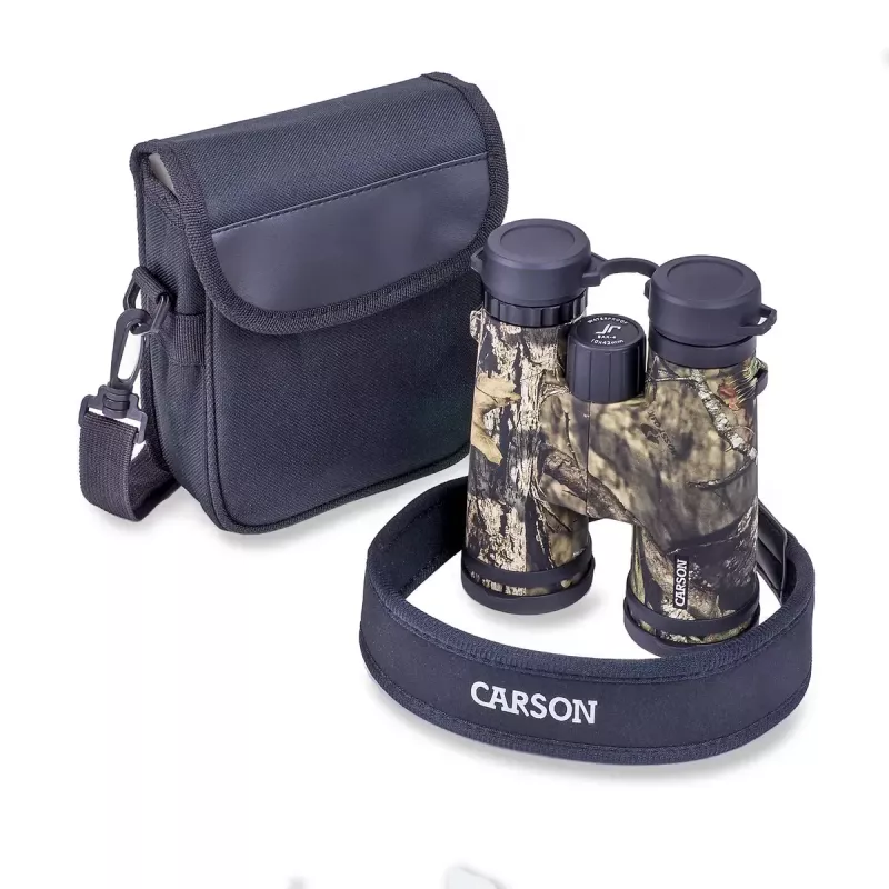 Žiūronai Carson JR 10x42 BAK-4 Roof, kompaktiškas kamufliažinis korpusas, 127×50.8×160 mm