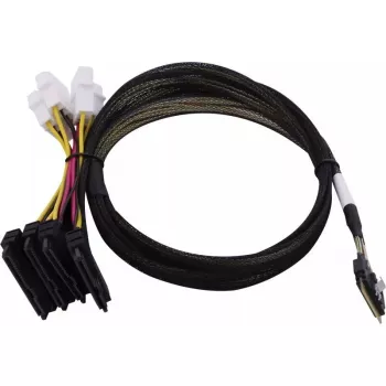SAS kabelis MICROCHIP 2305300-R SlimSAS ×8 (SFF-8654) į 2× 4SFF-8639 (U.3) 0,8 m juodas