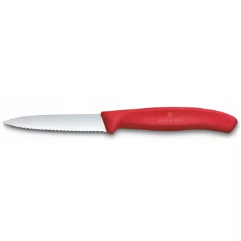 Virtuvinis peilis Victorinox Swiss Classic 8 cm daržovių peilis raudonas – 8 cm ašmenys, plastikinė rankena
