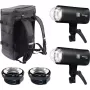 Studijinis nešiojamas blykstės rinkinys Elinchrom THREE DUAL — 2 blykstės (modelis 20942.2)