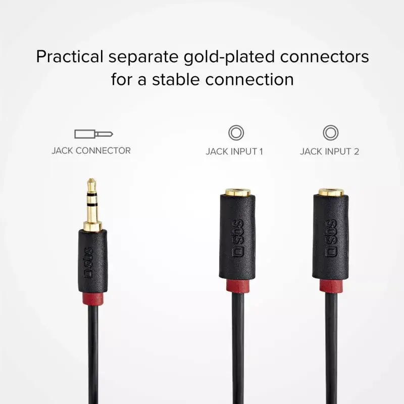 SBS Audio 3,5 mm lizdo skirstytuvas stereo garso kabelis 20 cm