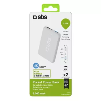 Nešiojamas maitinimo bankas SBS 5000 mAh, 5000 mAh talpa