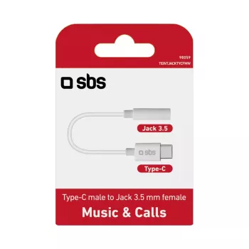 Mobiliojo telefono laidas SBS TEINTJACKTYCFMW Baltas 0.09m 3.5mm USB C