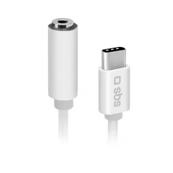 Mobiliojo telefono laidas SBS TEINTJACKTYCFMW Baltas 0.09m 3.5mm USB C