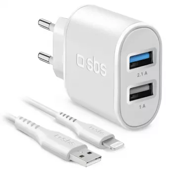 Sieninis įkroviklis SBS TEKITTR2ULH2189A 1×USB 2.0 balta