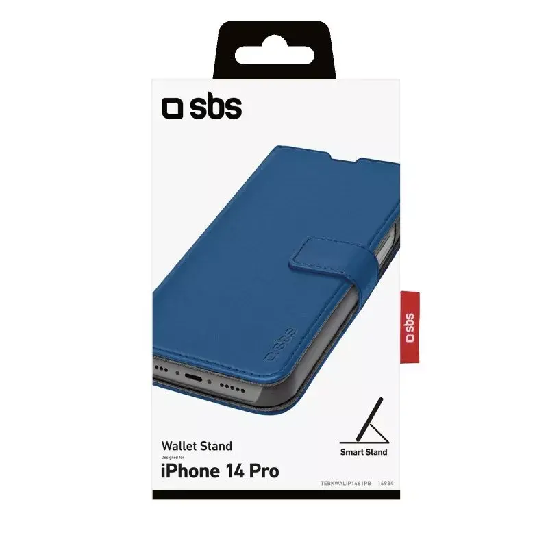Dėklas su kortelių laikikliu SBS TEBKWALIP1461PB, iPhone 14 Pro, 15,5 cm, mėlynas