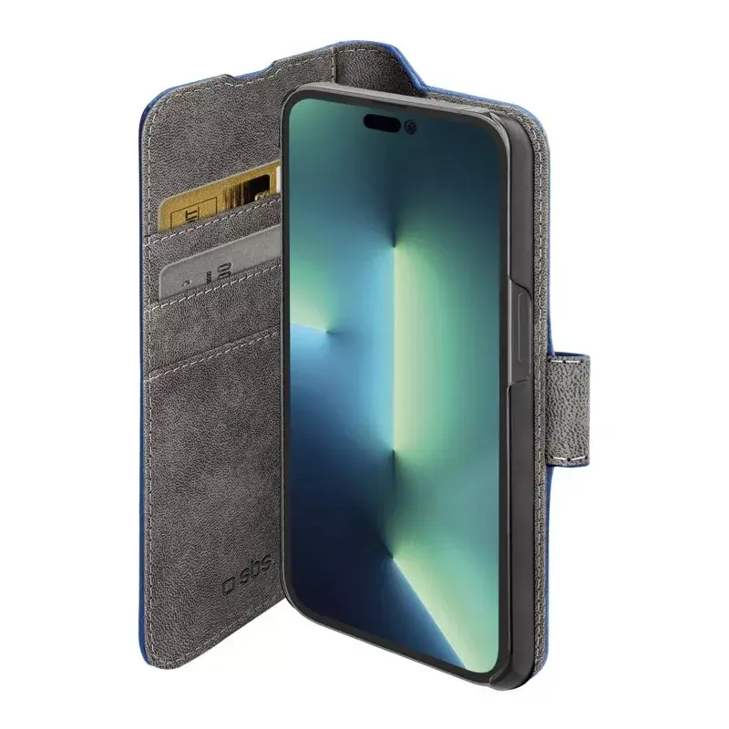 Dėklas su kortelių laikikliu SBS TEBKWALIP1461PB, iPhone 14 Pro, 15,5 cm, mėlynas