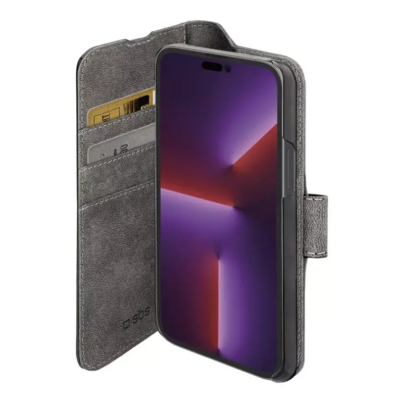 Dėklas su pinigine SBS TEBKWALIP1467PK, skirtas iPhone 14 Pro Max 17 cm, juodas