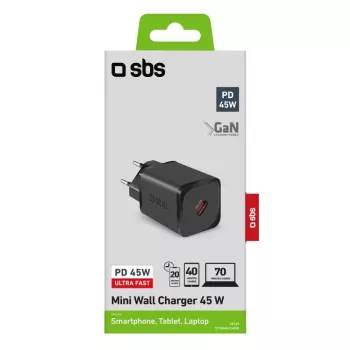 Mobiliojo įrenginio įkroviklis SBS TETRGAN1C45W 45 W Greitas įkrovimas USB-C GaN Juodas