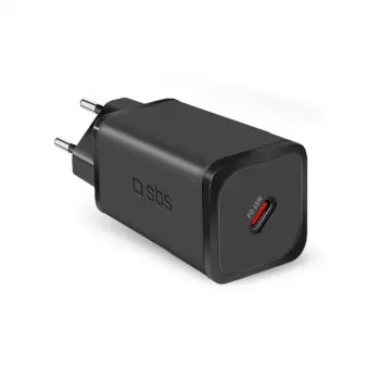 SBS Mobile TETRGAN1C65W vidinis AC greitasis įkroviklis — 100–240 V, 1x USB-C, juodas, skirtas išmaniajam telefonui, planšetei, nešiojamam kompiuteriui, išmaniajam laikrodžiui, ausinėms