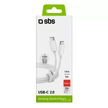 USB-C į USB-C laidas SBS Mobile TECABLETISSUETCCG, USB 2.0, 1,5 m, baltas