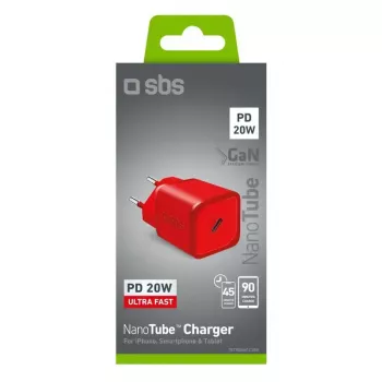 SBS Mobile TETRGAN1C20R raudonas 20 W USB-C įkroviklis su GaN technologija