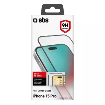 Apsauginis stiklas SBS iPhone 15 Pro, ekranui ir nugarėlei, silikoniniai kraštai + grūdintas stiklas, permatomas, 1 vnt.