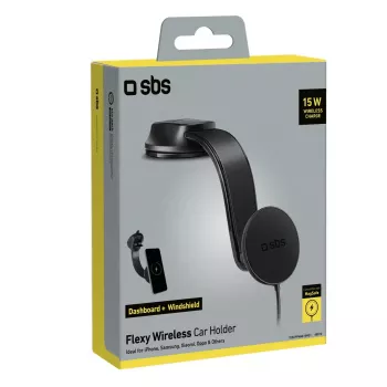 Automobilinis belaidis telefonų įkroviklis SBS Mobile TESUPPMAG15W21 — 15 W, maitinimas iš cigarečių degiklio, juodos spalvos