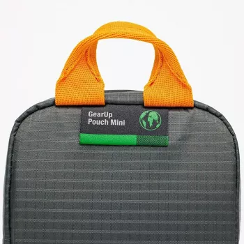 Lowepro GearUp Pouch Mini Mini rankinė laidams ir aksesuarams, nailonas/poliesteris ripstop, pilka su oranžiniais akcentais