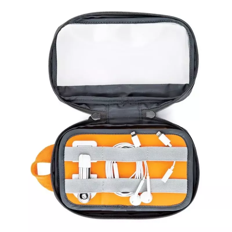 Lowepro GearUp Pouch Mini Mini rankinė laidams ir aksesuarams, nailonas/poliesteris ripstop, pilka su oranžiniais akcentais