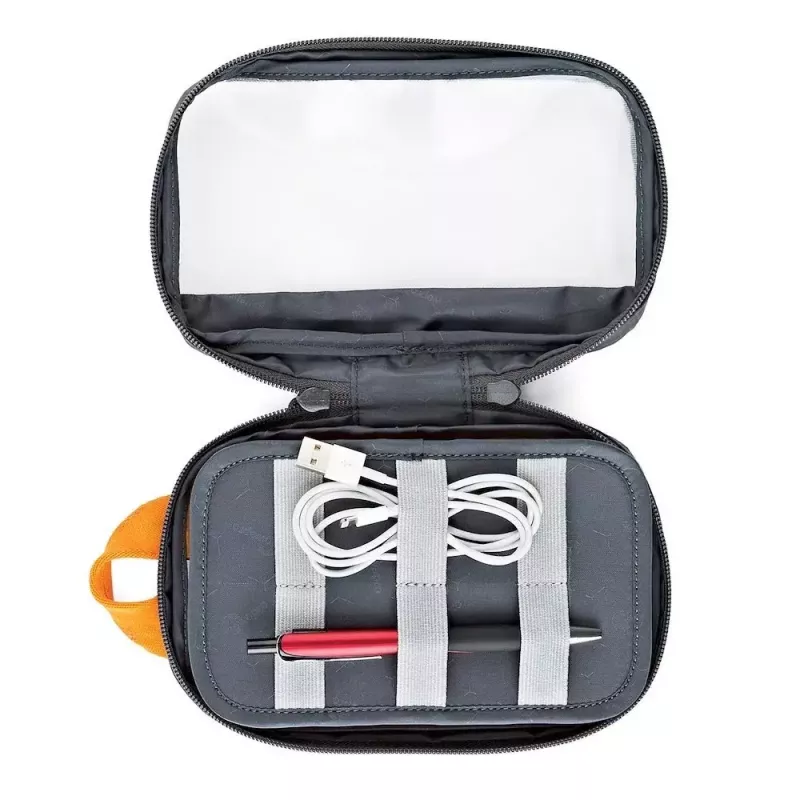 Lowepro GearUp Pouch Mini Mini rankinė laidams ir aksesuarams, nailonas/poliesteris ripstop, pilka su oranžiniais akcentais