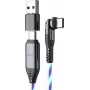 USB-C 2-in-1 laidas STATIK PowerPivot Pro 2 m su besisukančia jungtimi ir mėlynu švytėjimu