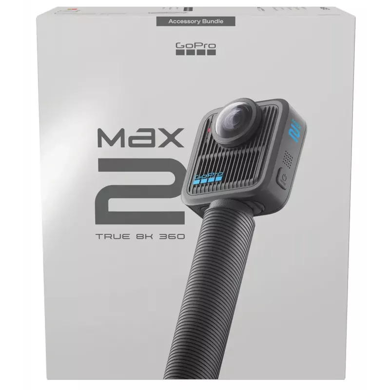 Veiksmo kamera GoPro MAX2 su 8K Ultra HD, 29,5 MP jutikliu, 100 kadrų/s, LCD ekranu, GPS, Wi‑Fi — priedų rinkinys